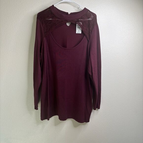 Torrid Pullover Lace Keyhole Mock Neck Sweater Womens Size 3 (22-24) - Picture 2 of 9